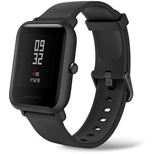 Amazfit Bip Lite Smartwatch, 45-Day Battery Life, Heart Rate & Sleep Monitor, 1.2" Always-On Touchscreen, 3 ATM Water Resistant, Multisport Tracker, Black, Model Number: W1915IN1N