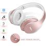 Bluetooth Headphones,Tuinyo Wireless Headphones Over Ear with Microphone, Foldable & Lightweight Stereo Wireless Headset for Travel Work TV PC Cellphone- Rose Gold