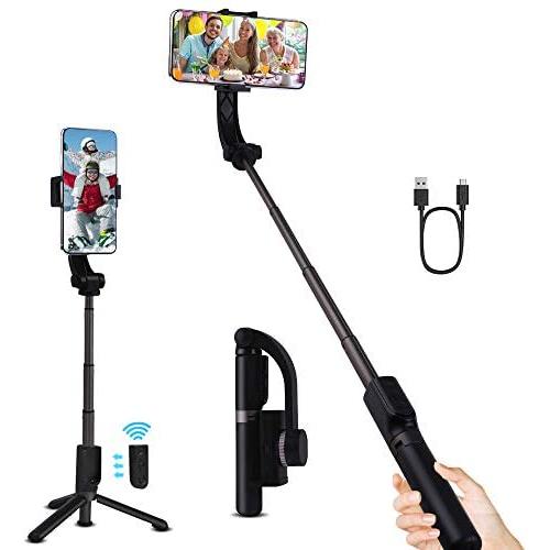 Single Axis Handheld Gimbal Stabilizer,3 in 1 Portable Smartphone Video Stabilizer Selfie Stick Tripod Upgrade Anti-Shake Follow Mode,360° Rotate with Remote for iPhone Android Phone Blogger Youtuber