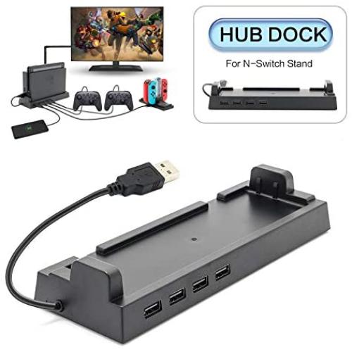 2019 Hub Dock for Nintendo Switch Dock, Switch USB Hub for Nintendo Switch with 4 Output Ports for Wired Pro Controllers, Keyboard, Joy-Con Dock, Switch Gamecube Controller Adapter, Mobile Phone, etc