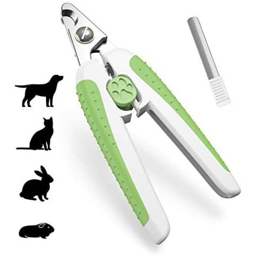 Dog & Cat Nail Clippers, Professional Pet Trimmer with Safety Guard to Avoid Over Cutting, Free Nail File & Lock Switch, Professional Grooming Tool for Large and Small Animals