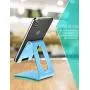 LORERAN Cell Phone Stand, Phone Dock, Phone Holder, Cradle for Smartphone and Tablet, Aluminum Stand Compatible with Samsung iPhone 11 Pro Xs Xs Max Xr X 8 7 6 6s Plus 5 5s 5c - Black (Water-Blue)