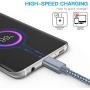 USB Type C Cable OULUOQI USB C Cable 3 Pack(6ft) Nylon Braided Fast Charging Cord(USB 2.0) Compatible with Samsung Galaxy S10 S9 Note 9 8 S8 Plus,LG V30 V20 G6 G5,Google Pixel(Black Grey)