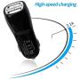 Car Charger, FOBSUNLAND High Speed 3.1A Daul USB Car Charger with 3ft Charging Cord Compatible with iPhone 7 7Plus 6 6Plus 6s 6sPlus 5 5S 5C SE,iPad and More (Black)