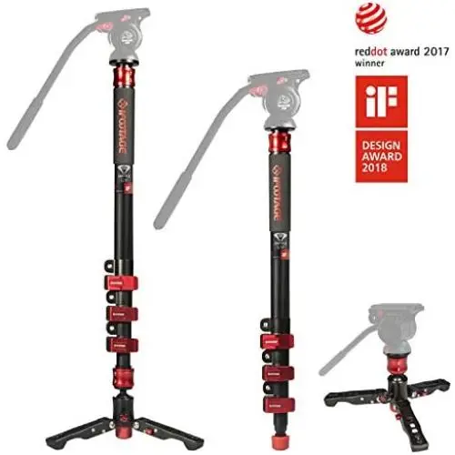 IFOOTAGE 71" Carbon Fiber Camera Monopod Professional Telescopic Video Monopods Base Tripod Compatibility DSLR Cameras Camcorders