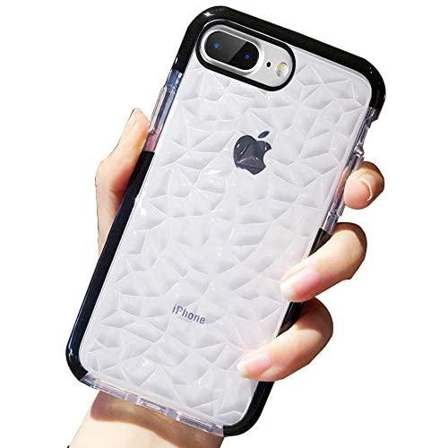 SUBESKING Compatible iPhone 8 Plus/7 Plus/6 Plus/6s Plus Case,Crystal Clear Slim Diamond Pattern Soft TPU Anti-Scratch Shockproof Protective Phone Cover for Women Girls(Black)