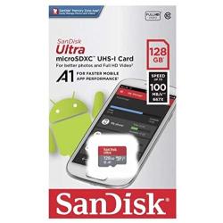 SanDisk 128GB Ultra MicroSD Memory Card Works with LG G6, LG V30, Q6, G5, G4, K40, Phoenix 4 Cell Phone (SDSQUAR-128G-GN6MN) Bundle with (1) Everything But Stromboli Micro Card Reader