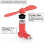 Genuie Fan for iPhone(2 Packs), Mini Fan with 180 Rotating, Strong Wind, Lightweight Compatible for iPhone, iPad, iPod and Any Lighting Devices. Upgraded Version (Black and Rose Red)