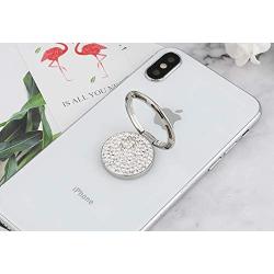 Cell Phone Finger Ring Holder, GREATQIQI Bling Crystals Phone Kickstand, 360° Rotation Metal Ring Grip Stand for Phones and Tablets (Silver)