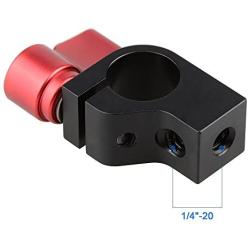 CAMVATE 15mm Single Rod Clamp with Two 1/4"-20 Screw Hole for Camera DSLR Rail System(Red, 2 Pieses)