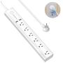 VASTFAFA 6-Outlet Surge Protector Power Strip with 2 Fast Charging USB Port,Desktop Charging Station 4.5 ft Extension Cord for Cruise Ship, Dorm Room Multi Plug Extender (White)