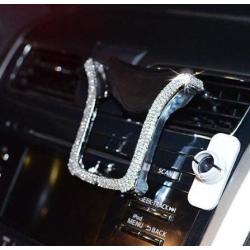 Universal Car Phone Holder Bling Rhinestone Crystal Phone Bracket for Car Air Vent Mount Clip, Stylish Sparkling Shiny Cell Phone Holder for iPhone/Samsung Car Holder (Silver)