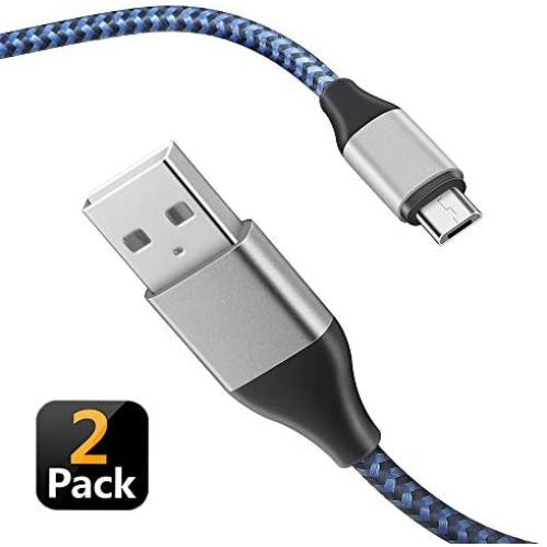 Micro USB Cable,2Pack 10Ft/3meters Fast Charging Android Nylon Braided Charger Cord Compatible Samsung Galaxy S7 S6 S7 Edge,J7/J3/J2/Prime/Pro/Crown,Note 5 4,LG,PS4 and More,Blue