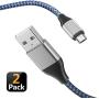 Micro USB Cable,2Pack 10Ft/3meters Fast Charging Android Nylon Braided Charger Cord Compatible Samsung Galaxy S7 S6 S7 Edge,J7/J3/J2/Prime/Pro/Crown,Note 5 4,LG,PS4 and More,Blue