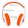 Rockpapa On Ear Stereo Headphones Earphones for Adults Kids Childs Teens, Adjustable, Heavy Deep Bass for iPhone iPod iPad MacBook Surface MP3 DVD Smartphones Laptop (White/Orange)