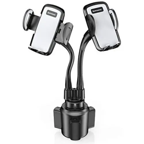 Dual Car Cup Holders Phone Mounts, Sopownic Cup Phone Holders with 2 Adjustable Goose Necks for GPS Car Universal iPhone, Cell Phone, Android, Galaxy Dual Car Cup Holders Phone Mounts, Sopownic Cup Phone Holders with 2 Adjustable Goose Necks for GPS Car Universal iPhone, Cell Phone, Android, Galaxy