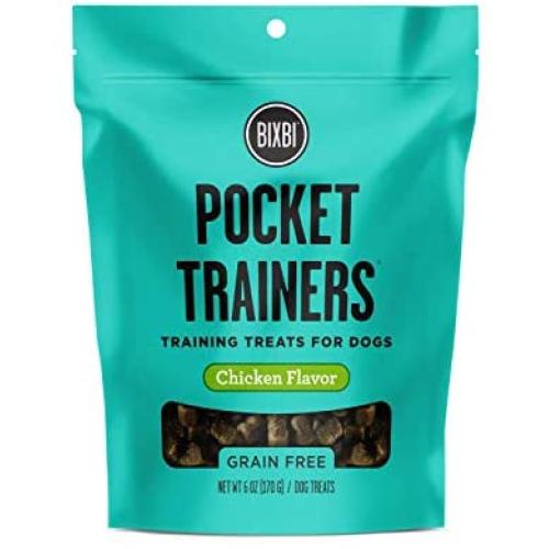 BIXBI Pocket Trainers - Grain Free Low Calorie Dog Training Treats, Bacon, Chicken, Peanut Butter, Salmon, 6 oz, 1 Pouch