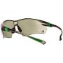 NoCry Work and Sports Safety Sunglasses with Green Tinted Scratch Resistant Wrap-Around Lenses and No-Slip Grips, UV 400 Protection. Adjustable, Black & Green Frames