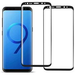 MSLAN [2-Pack] Galaxy S9 Tempered Glass Screen Protector,[Anti-Bubble][9H Hardness][HD Clear] 3D Curved Screen Protector for Samsung Galaxy S9 (Black)