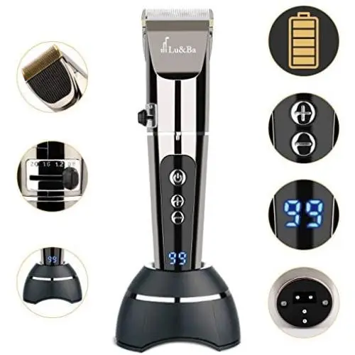 Lu&Ba Dog Shaver Clippers, Low Noise Pet Clippers Rechargeable Dog Trimmer Cordless Pet Grooming Tool Professional Dog Hair Trimmer with Comb Guides Scissors Nail Kits for Dogs Cats & Other Lu&Ba Dog Shaver Clippers, Low Noise Pet Clippers Rechargeable Dog Trimmer Cordless Pet Grooming Tool Professional Dog Hair Trimmer with Comb Guides Scissors Nail Kits for Dogs Cats & Other