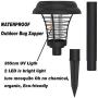 2Pcs Solar Powered Bug Zapper LED Light Insect Mosquito Killer Lamp for Indoor Outdoor Use