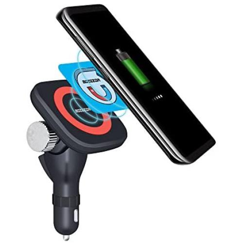 VIEE Wireless Car Charger, Qi Magnetic Wireless Charging Mount 180° Adjustable Cordless Car Charging Cradle for Samsung, iPhone and All Android Smartphones (Car Charger+Smart Magnet)