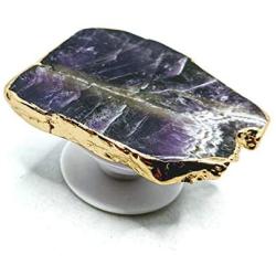 Crystal Phone Grip & Stand: Amethyst Healing Natural Stone Crystal Phone Accessory