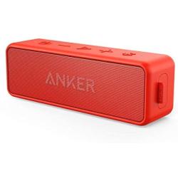 Anker Soundcore 2 Portable Bluetooth Speaker with Better Bass, 24-Hour Playtime, 66ft Bluetooth Range, IPX7 Water Resistance & Built-in Mic, Dual-Driver Wireless Speaker for Beach, Travel, Party- Red