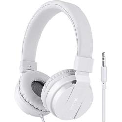 Kids Headphones, gorsun Lightweight Stereo Foldable Wired Headphones Volume Limited for Kids Adults Adjustable Headband Headset for Cellphones Smartphones iPhone Laptop Computer Mp3/4 Earphones(White)