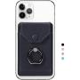 YUNCE Ring Stand Stick on Wallet Cell Phone Slim Leather Wallet Stick on Wallet Credit Card RFID Blocking Sleeve Black