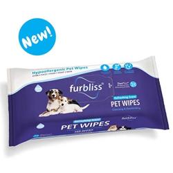 Furbliss Hygienic Pet Wipes for Dogs & Cats, Cleansing Grooming & Deodorizing Hypoallergenic Thick Wipes with All Natural Deoplex Deodorizer 100ct Pack, Refreshing Scent