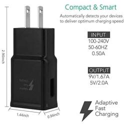 Samsung Adaptive Fast Charging Wall Charger Adapter Compatible with Samsung Galaxy S6 S7 S8 S9 S10 / Edge/Plus/Active, Note 5,Note 8, Note 9 and More (2 Pack) ChiChiFit Quick Charge (Black)