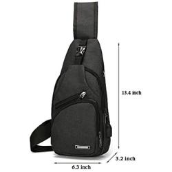 Mens Womens Sling Chest Shoulder Bag Outdoor Travel Crossbody Backpack with USB Charging Port