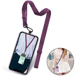 Phone Lanyard Universal Crossbody Cell Phone Lanyards Multifuctional Nylon Patch Adjustable Shoulder Neck Strap Compatible with Most Smartphones (Purple)