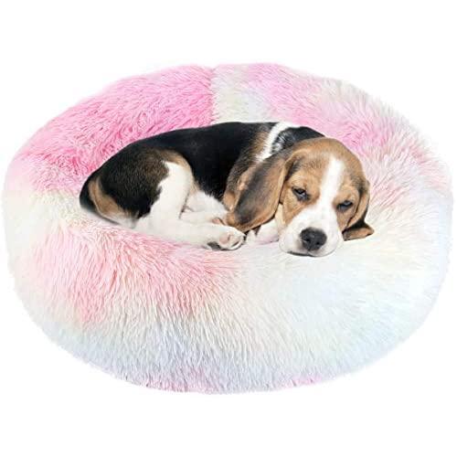 NOYAL Donut Dog Cat Bed, Soft Plush Pet Cushion, Anti-Slip Machine Washable Self-Warming Pet Bed - Improved Sleep for Cats Small Medium Dogs (Multiple Sizes)