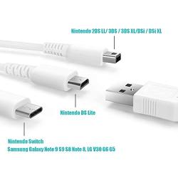MXRS Multi Charger Cable 6ft 3 in 1 Multiple USB Charging Cord Suitable for Nintendo Switch/Nintendo New 2DS XL/ 3DS XL/ 2DS/ 3DS/ DSi/DSi XLL/Nintendo Ds Lite(Charging Only)