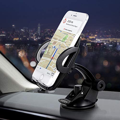 Dashboard Phone Holder, Cell Phone Mount for Car Windshield Dashboard with Strong Suction Cup for iPhone XR X 8 7 Se 6S 6 5S Galaxy S10 S9 S8 S7 S6 and More