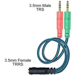 Headset Splitter Cable for PC 3.5mm Jack Headphones Adapter Convertors for PC 3.5mm Female with Headphone/Microphone Transform to 2 Dual 3.5mm Male for Computer Simultaneously Y Splitter Audio