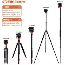 Video Tripod, Geekoto Camera Tripod with Fluid Head, Lightweight Carbon Fiber Tripod 79 inches for Nikon Canon Sony DSLR Camera Camcorder, Max Loading 17 LB