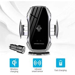 Wirelsss Car Charger,QI Fast Charging Air Vent Holder Auto-Clamping Smart Sensor Phone Holder for Car Compatible with iPhone 11/11 Pro/11 Pro Max/Xs MAX/XS/XR/X/8/8+,Samsung S10/S10+/S9/S9+