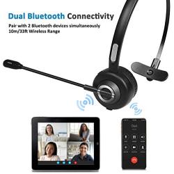 Bluetooth Headset with Noise Canceling, Knofarm Trucker Bluetooth Headset with Microphone for Skype, PC, Call Center, Cellphone, Online Teaching, Conference Calls, 17 hrs Working Time for Long Haul