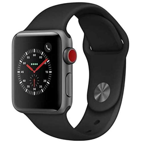 Apple Watch Series 3 (GPS + Cellular, 42MM) - Space Gray Aluminum Case with Black Sport Band (Renewed)