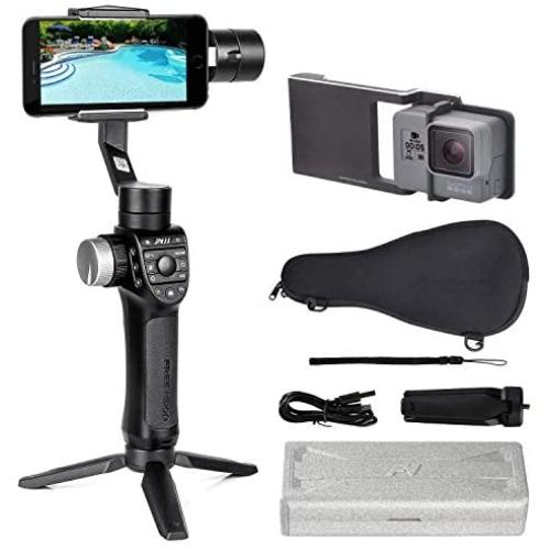 Freevision Pan Axis 360° Unlimited Gimbal Stabilizer for GoPro Hero 7/6/5/4/3 DJI Osmo Action, Yi Cam 4K, RX0, AEE, SJCAM Sports Cams Action Camera, with 17h Run Time Tripod Stand Premium Vilta M Pro Freevision Pan Axis 360° Unlimited Gimbal Stabilizer for GoPro Hero 7/6/5/4/3 DJI Osmo Action, Yi Cam 4K, RX0, AEE, SJCAM Sports Cams Action Camera, with 17h Run Time Tripod Stand Premium Vilta M Pro