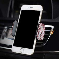 eing Bling Crystal Car Phone Mount with One More Air Vent Base,Universal Cell Phone Holder for Dashboard,Windshield and Air Vent,Pink