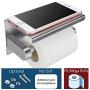 Waydeli Toilet Paper Holder with Phone Shelf, Fit Mega Rolls, Tissue Roll Dispenser with Storage Shelf, SUS304 Stainless Steel, 3M Adhesive No Drill or Wall-Mounted with Screws - Brushed Nickel