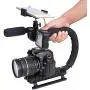 DSLR/Mirrorless/Action Camera Camcorder Phone Stabilizer 3-Shoe 2-Handed Vlog Video Holder Rig Low Position Shooting Steadycam Mount Detachable Grip Fit for GoPro Sony Canon Nikon DV iPhone Samsung