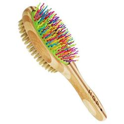 HOP Home of Paws Dog Brush for Grooming & Massaging Dogs, Cats & Other Animals – Fur Detangling Pins & Coat Smoothing Slicker Bristles, Natural Bamboo