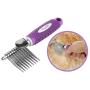 Poodle Pet Dematting Fur Rake Comb Brush Tool - with Long 2.5 Inches Steel Safety Blades for Detangling Matted or Knotted Undercoat Hair.