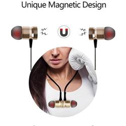 Wired Headphone Metal Earbuds by Amasing Noise Cancelling Stereo Heave Bass Earphones with Micphone Mic with Volume Control，in Ear Headphones Magnetic Design for iPhone 5 6 Pink Samsung M9