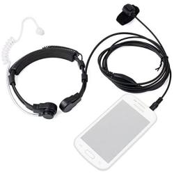 FANVERIM 3.5mm Jack Plug Cool Throat Mic Microphone Covert Acoustic Tube Earpiece Headset with Finger PTT for Mobile Phone Vocal Hands-Free in-Ear Military Headset/Headphones/Earphones